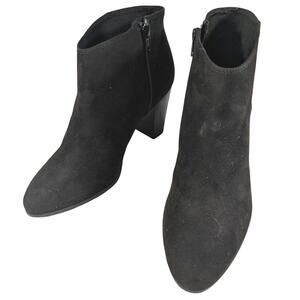 NWOT-1 SHOW! OLD NAVY! BLACK VEGAN SUEDE MICROFIBER CHUNKY HEEL BOOTS! SZ 8M
